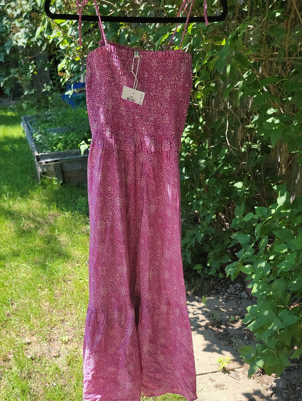 Only Fuchsia Smocked Jumpsuit with Thin Spaghetti Straps